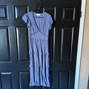 Pinch blue Tiered Maxi Dress with V-Neck